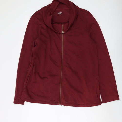 Lands' End Womens Red Cotton Full Zip Sweatshirt Size M Zip