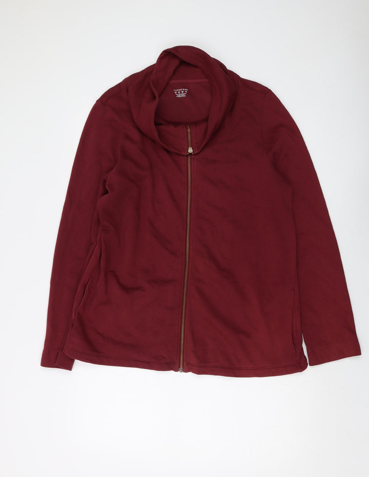 Lands' End Womens Red Cotton Full Zip Sweatshirt Size M Zip