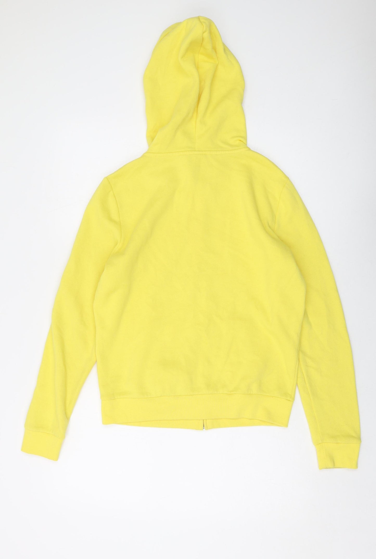 PINK Womens Yellow Cotton Full Zip Hoodie Size S Zip