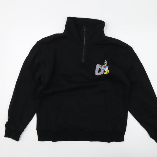 Disney Womens Black Cotton Pullover Sweatshirt Size M Zip