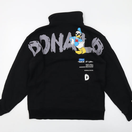 Disney Womens Black Cotton Pullover Sweatshirt Size M Zip