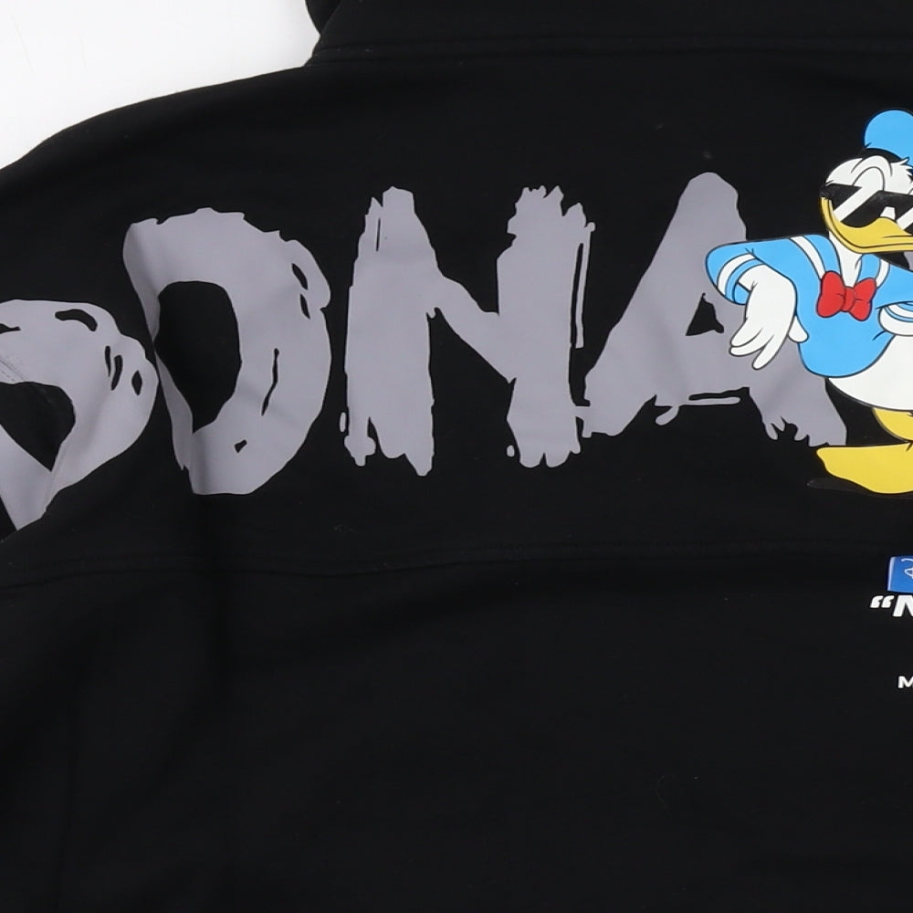 Disney Womens Black Cotton Pullover Sweatshirt Size M Zip