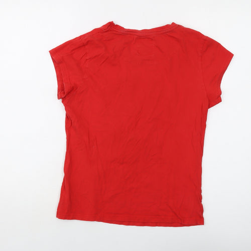 Disney Womens Red Cotton Basic T-Shirt Size M Crew Neck - Mickey Mouse