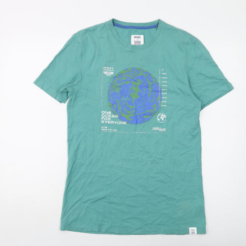 Fat Face Mens Green Cotton T-Shirt Size S Crew Neck