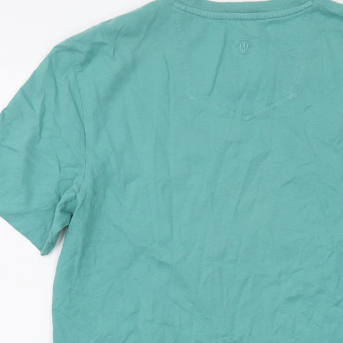 Fat Face Mens Green Cotton T-Shirt Size S Crew Neck