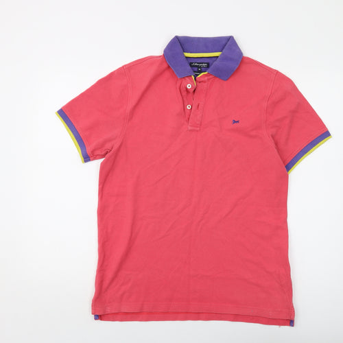 Hampton Mens Pink Cotton Polo Size M Collared Button