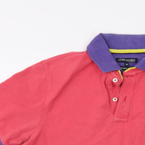 Hampton Mens Pink Cotton Polo Size M Collared Button