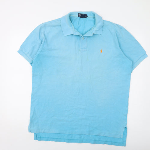 Polo Ralph Lauren Mens Blue Cotton Polo Size XL Collared Button