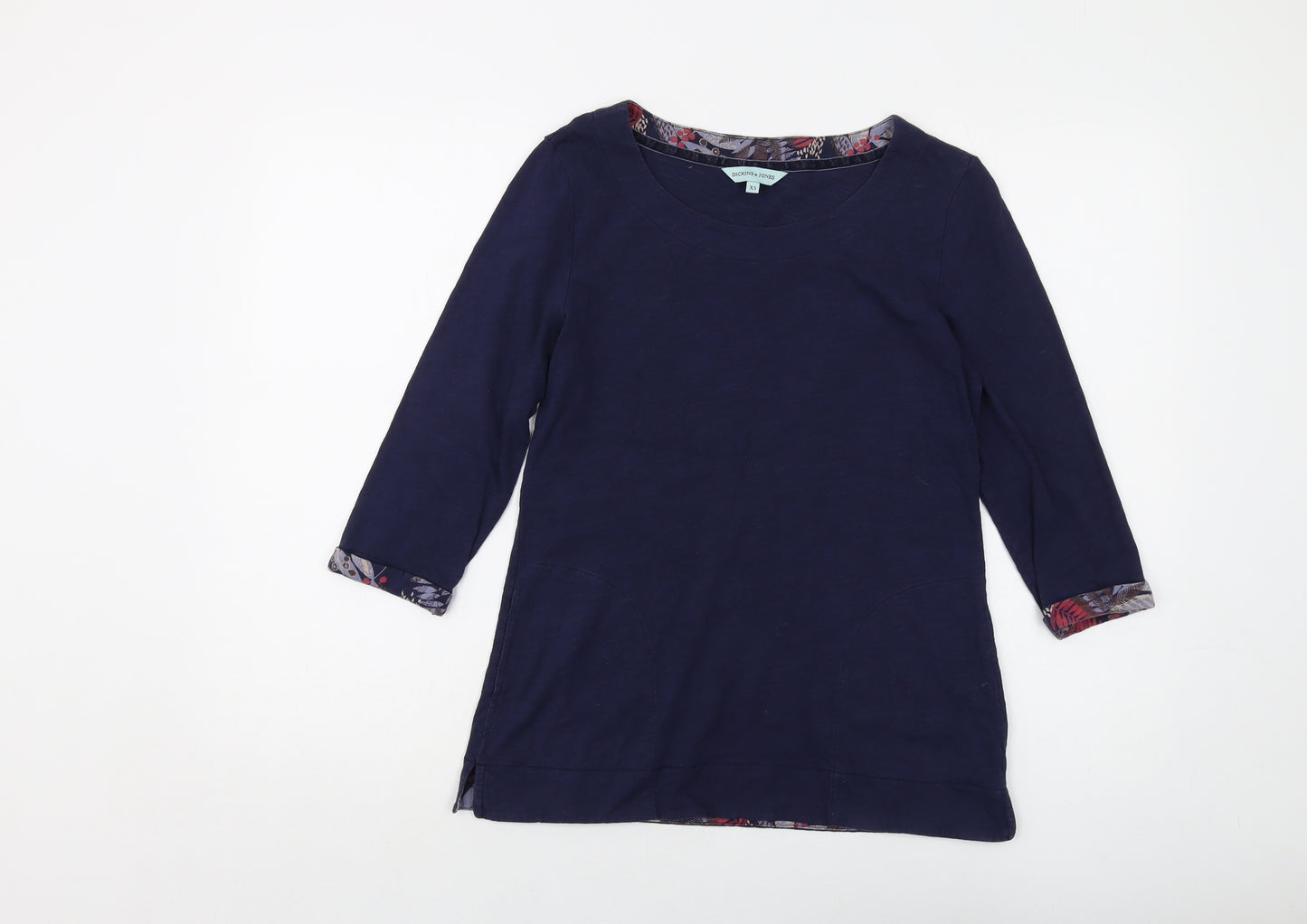 Dickins & Jones Womens Black Cotton Basic T-Shirt Size XS Roll Neck
