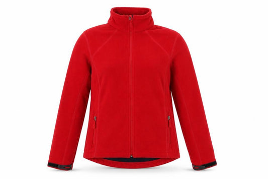 Front view of Lands' End women’s red jacket, size S, zip