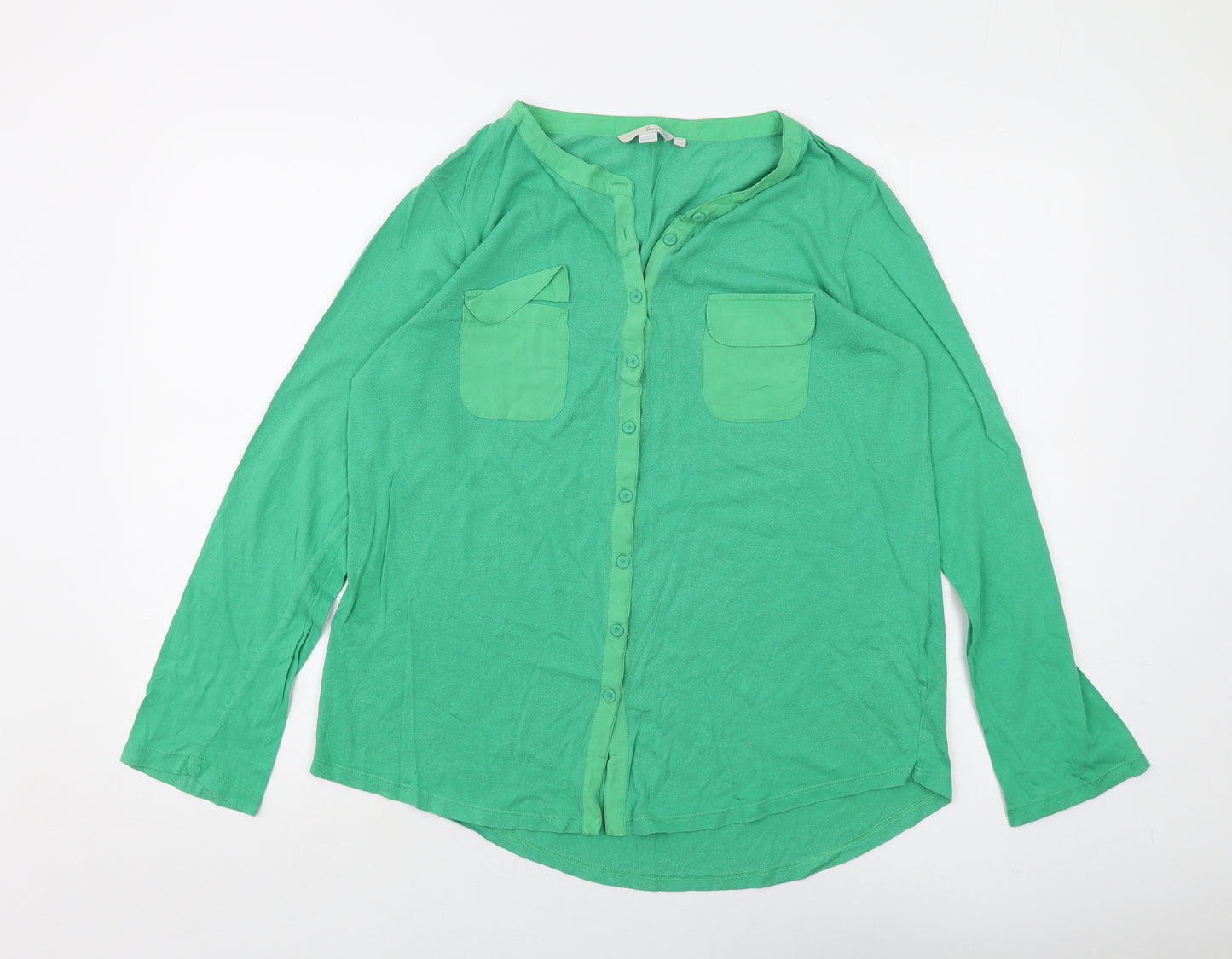 Boden Womens Green Modal Basic Blouse Size 16 V-Neck