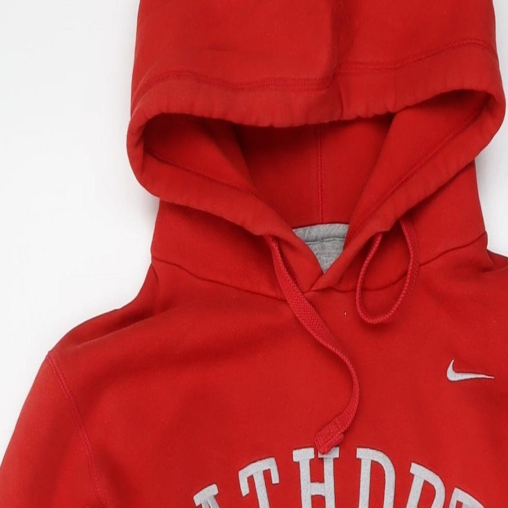 Nike Mens Red Cotton Pullover Hoodie Size S