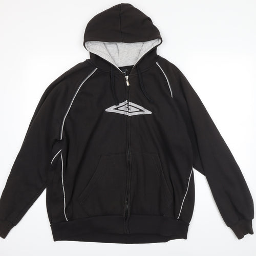 Umbro Mens Black Cotton Full Zip Hoodie Size XL