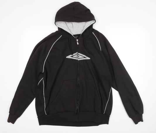 Umbro Mens Black Cotton Full Zip Hoodie Size XL