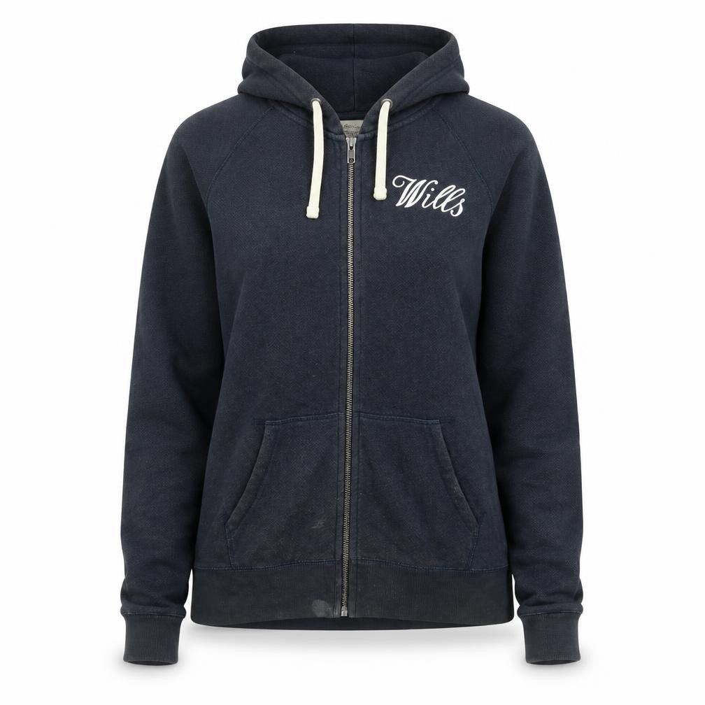 Jack Wills Womens Blue Cotton Full Zip Hoodie Size 14 Zip