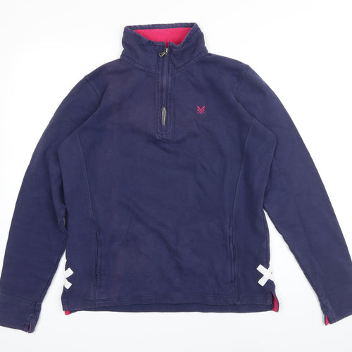 Crew Clothing Womens Blue 100% Cotton Pullover Sweatshirt Size 12 Zip