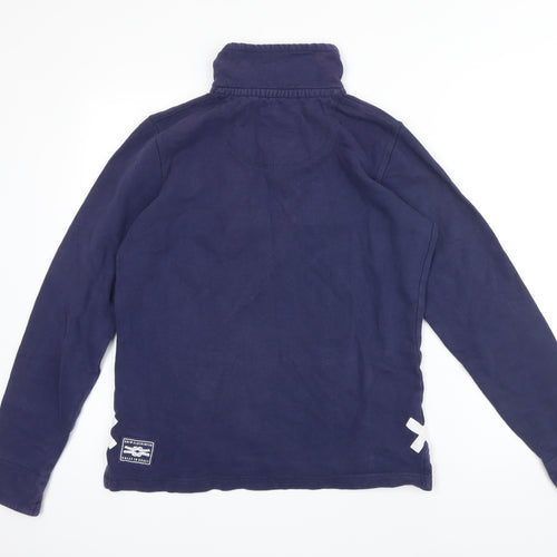 Crew Clothing Womens Blue 100% Cotton Pullover Sweatshirt Size 12 Zip