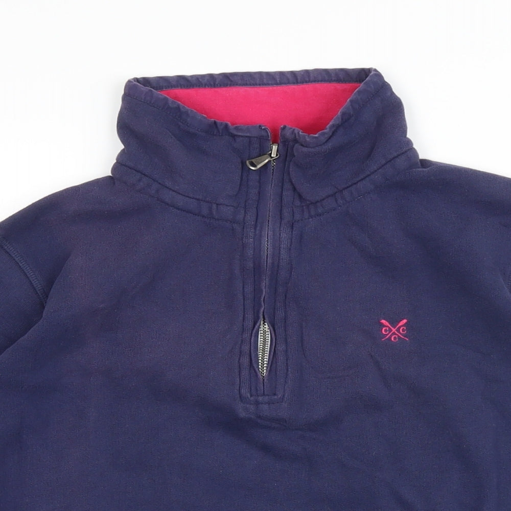Crew Clothing Womens Blue 100% Cotton Pullover Sweatshirt Size 12 Zip