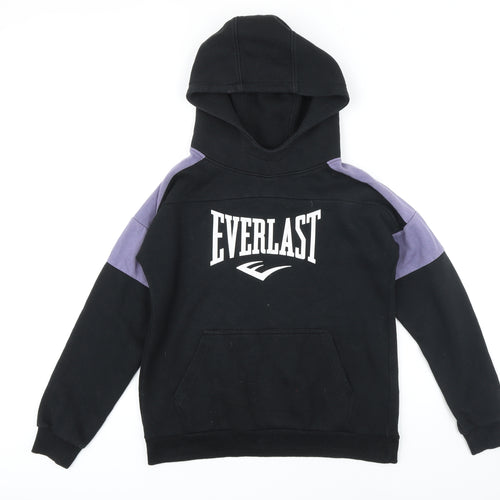 Everlast Girls Black Colourblock Cotton Pullover Hoodie Size 13 Years