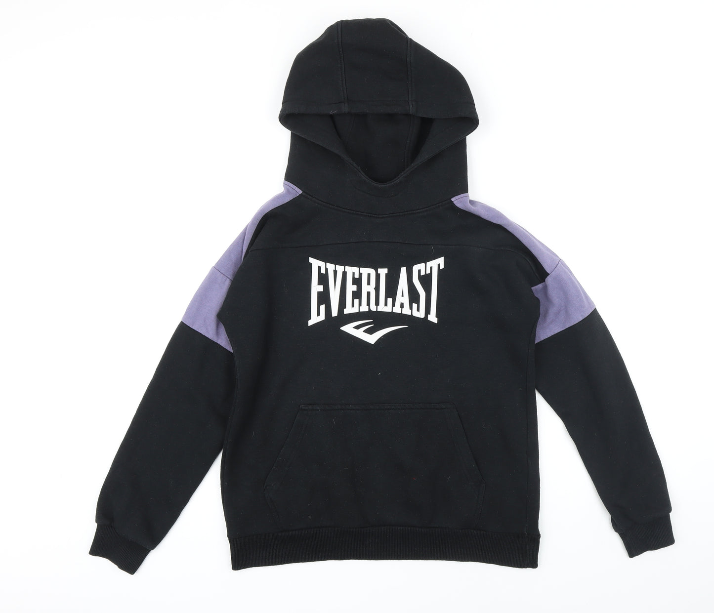 Everlast Girls Black Colourblock Cotton Pullover Hoodie Size 13 Years