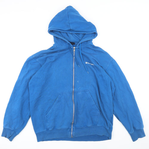 Champion Mens Blue Cotton Full Zip Hoodie Size XL