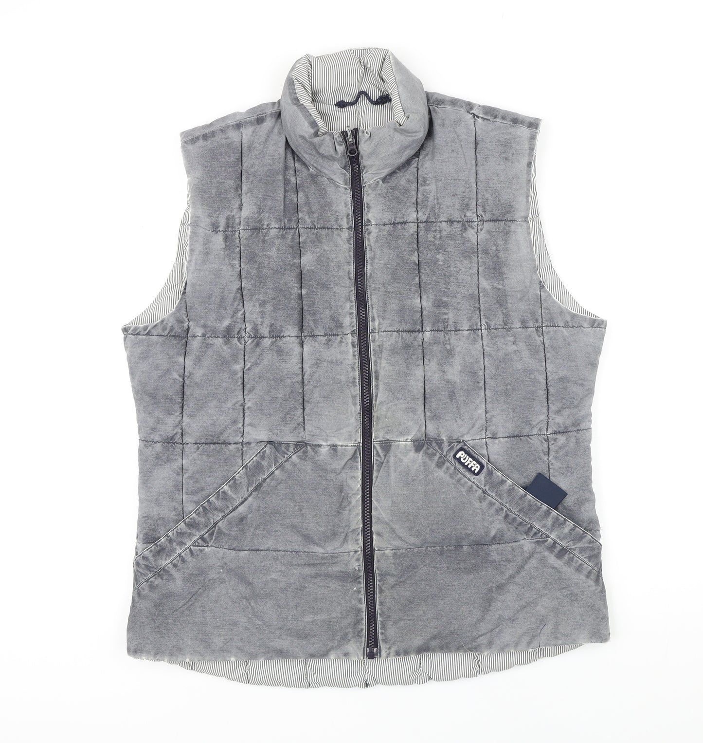 Puffa Womens Grey Gilet Waistcoat Size XL Zip - Reversible