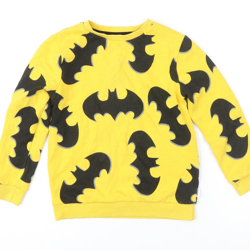 DC Boys Yellow Geometric Cotton Pullover Sweatshirt Size 6-7 Years - Batman