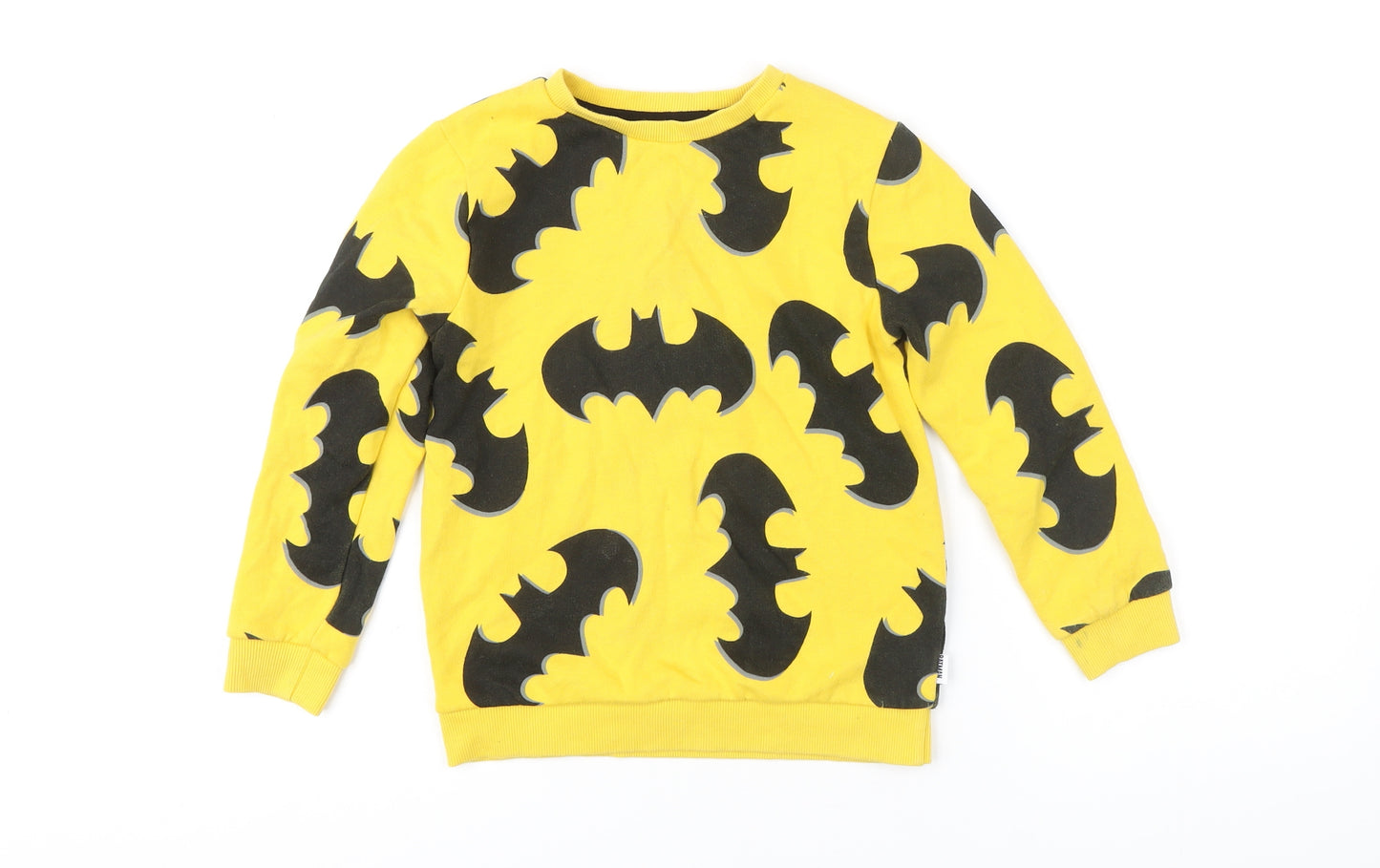 DC Boys Yellow Geometric Cotton Pullover Sweatshirt Size 6-7 Years - Batman