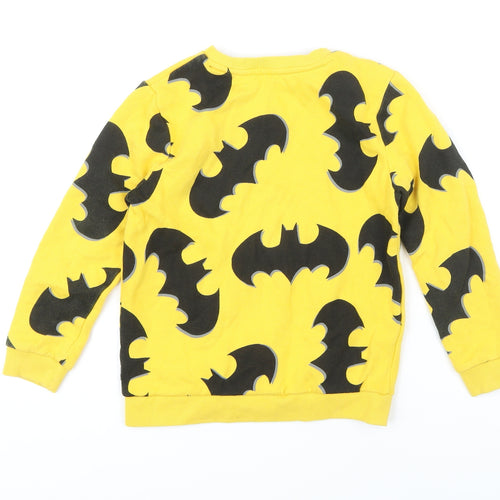 DC Boys Yellow Geometric Cotton Pullover Sweatshirt Size 6-7 Years - Batman