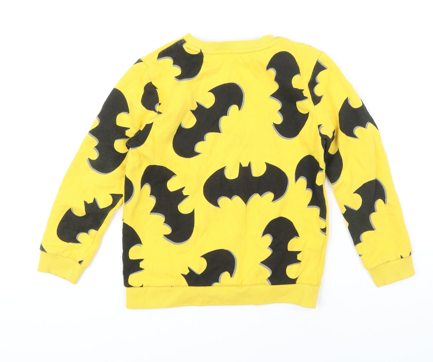 DC Boys Yellow Geometric Cotton Pullover Sweatshirt Size 6-7 Years - Batman