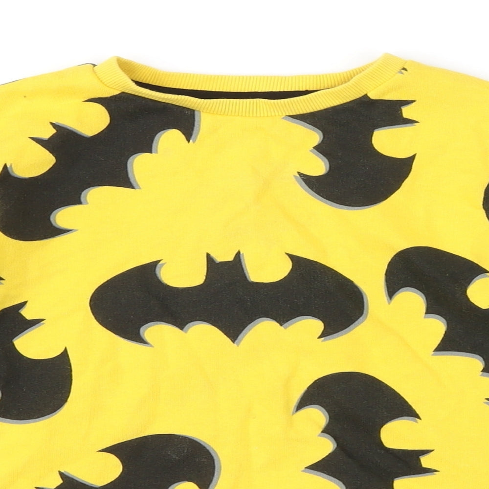 DC Boys Yellow Geometric Cotton Pullover Sweatshirt Size 6-7 Years - Batman