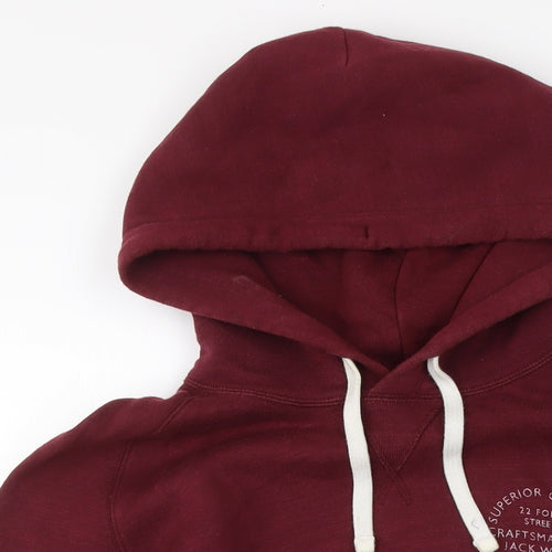 Jack Wills Mens Red Cotton Pullover Hoodie Size S