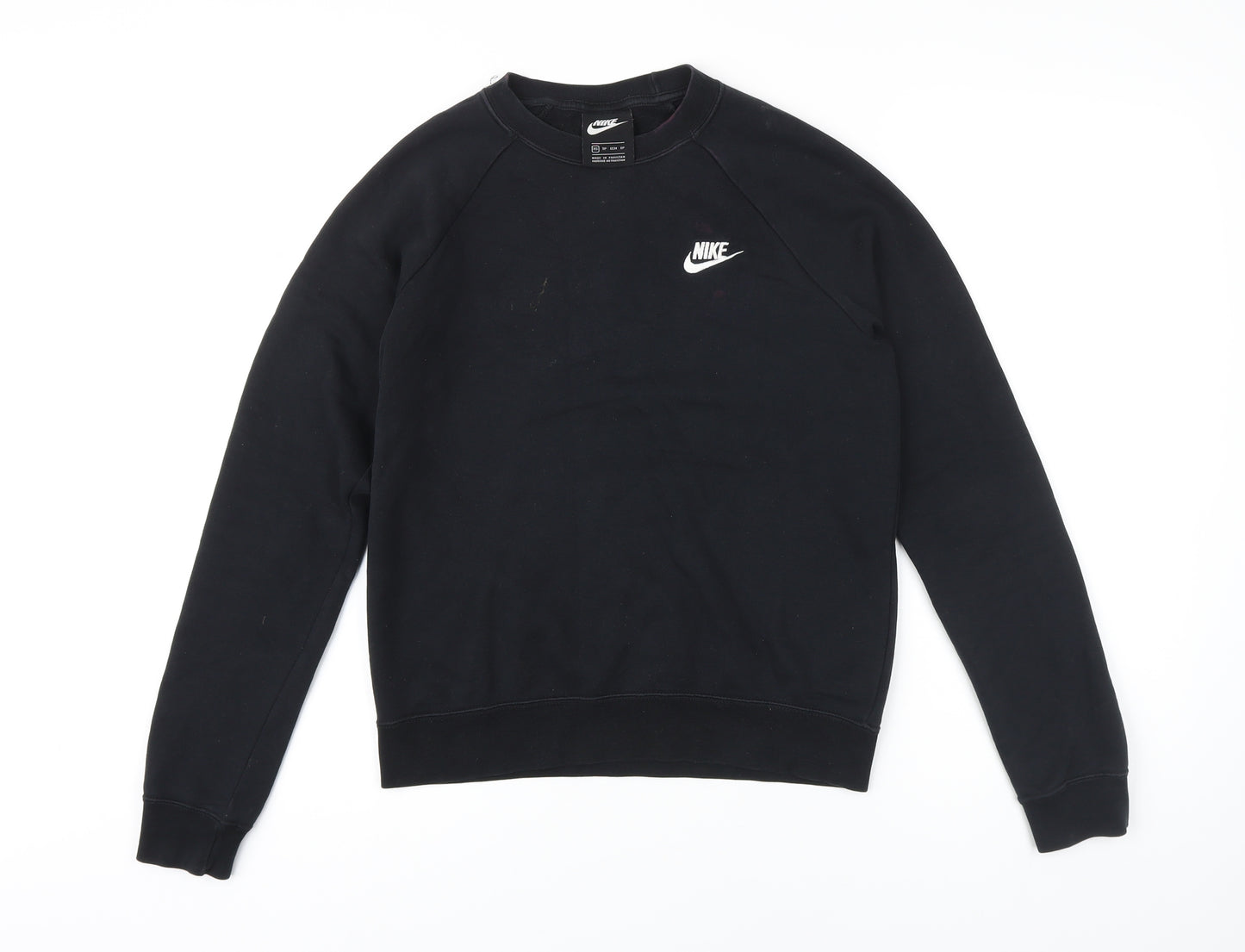 Nike Womens Black Cotton Pullover Sweatshirt Size XS