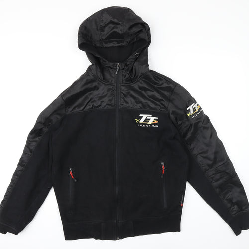 MM Mens Black Cotton Full Zip Hoodie Size L - TT Isle of Man