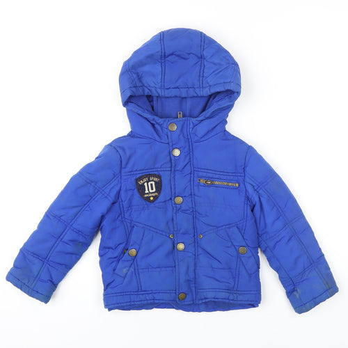 United Colors of Benetton Boys Blue Puffer Jacket Coat Size 4-5 Years Zip