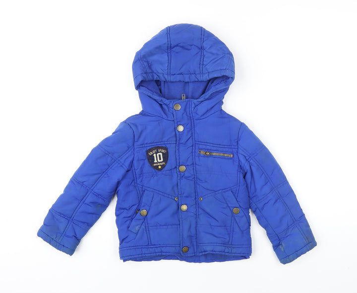 United Colors of Benetton Boys Blue Puffer Jacket Coat Size 4-5 Years Zip