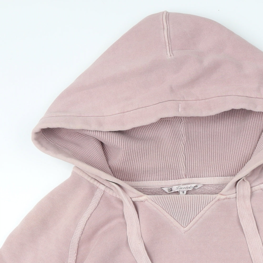 Fat Face Womens Pink 100% Cotton Pullover Hoodie Size 16