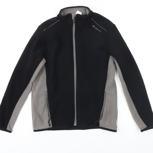DECATHLON Boys Black Colourblock Jacket Size 12 Years Zip