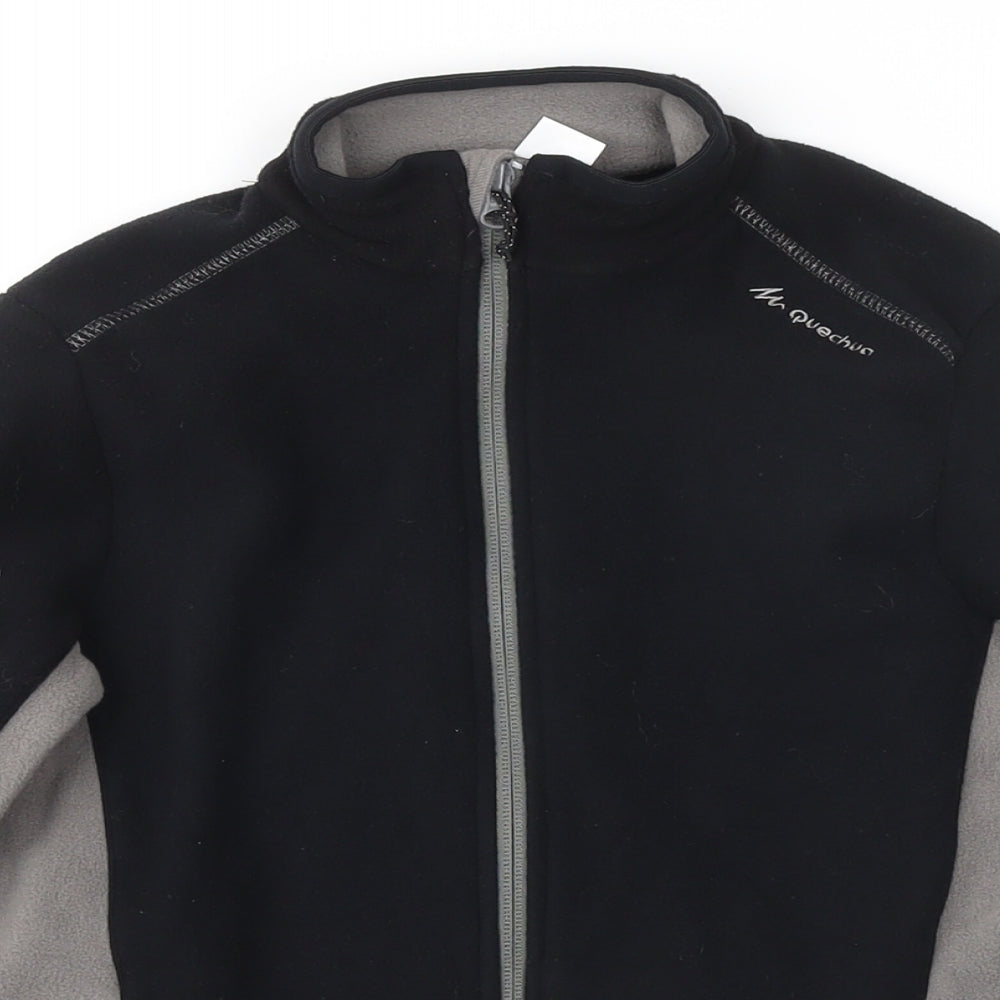 DECATHLON Boys Black Colourblock Jacket Size 12 Years Zip