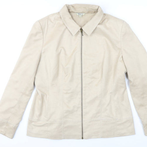 M&Co. Womens Beige Jacket Blazer Size 16 Zip