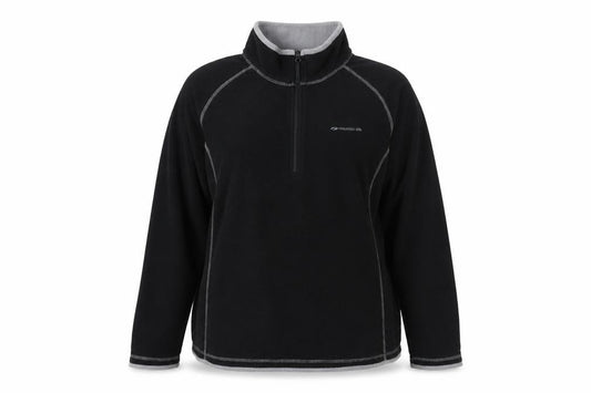 Front view of Mountain Life women’s black 100% polyester pullover sweatshirt, size UK 16