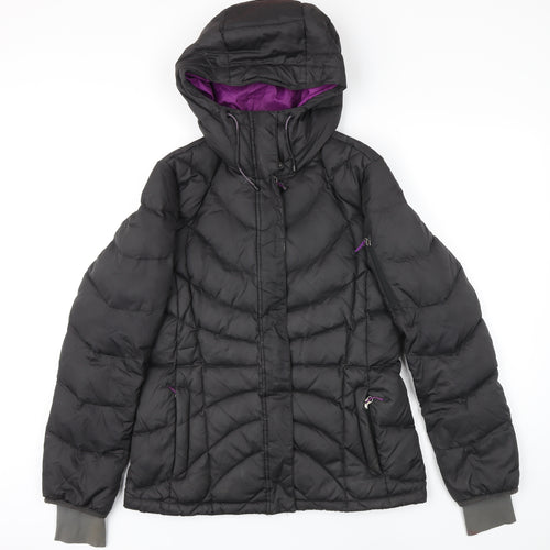 Lands End Womens Black Puffer Jacket Coat Size S Zip