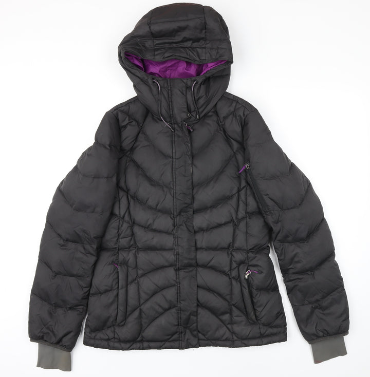 Lands End Womens Black Puffer Jacket Coat Size S Zip