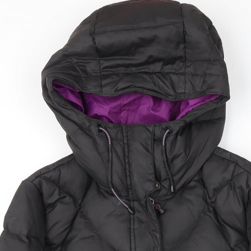 Lands End Womens Black Puffer Jacket Coat Size S Zip