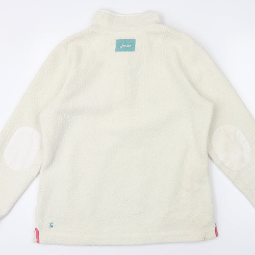 Joules Womens Ivory 100% Polyester Pullover Hoodie Size 12 Button