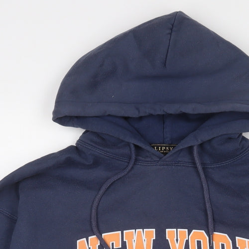Lipsy Womens Blue Cotton Pullover Hoodie Size M Pullover