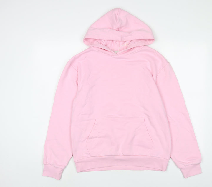 Marks and Spencer Womens Pink Cotton Pullover Hoodie Size S Pullover