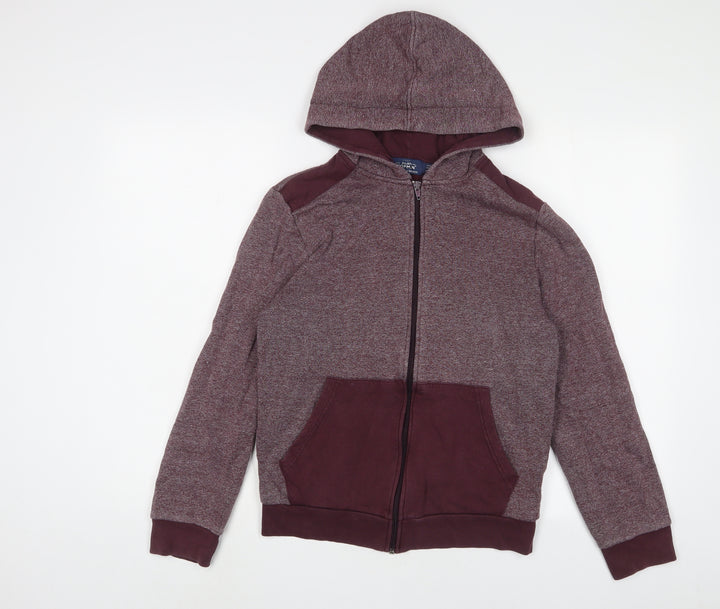 Topman Mens Red Cotton Full Zip Hoodie Size XS
