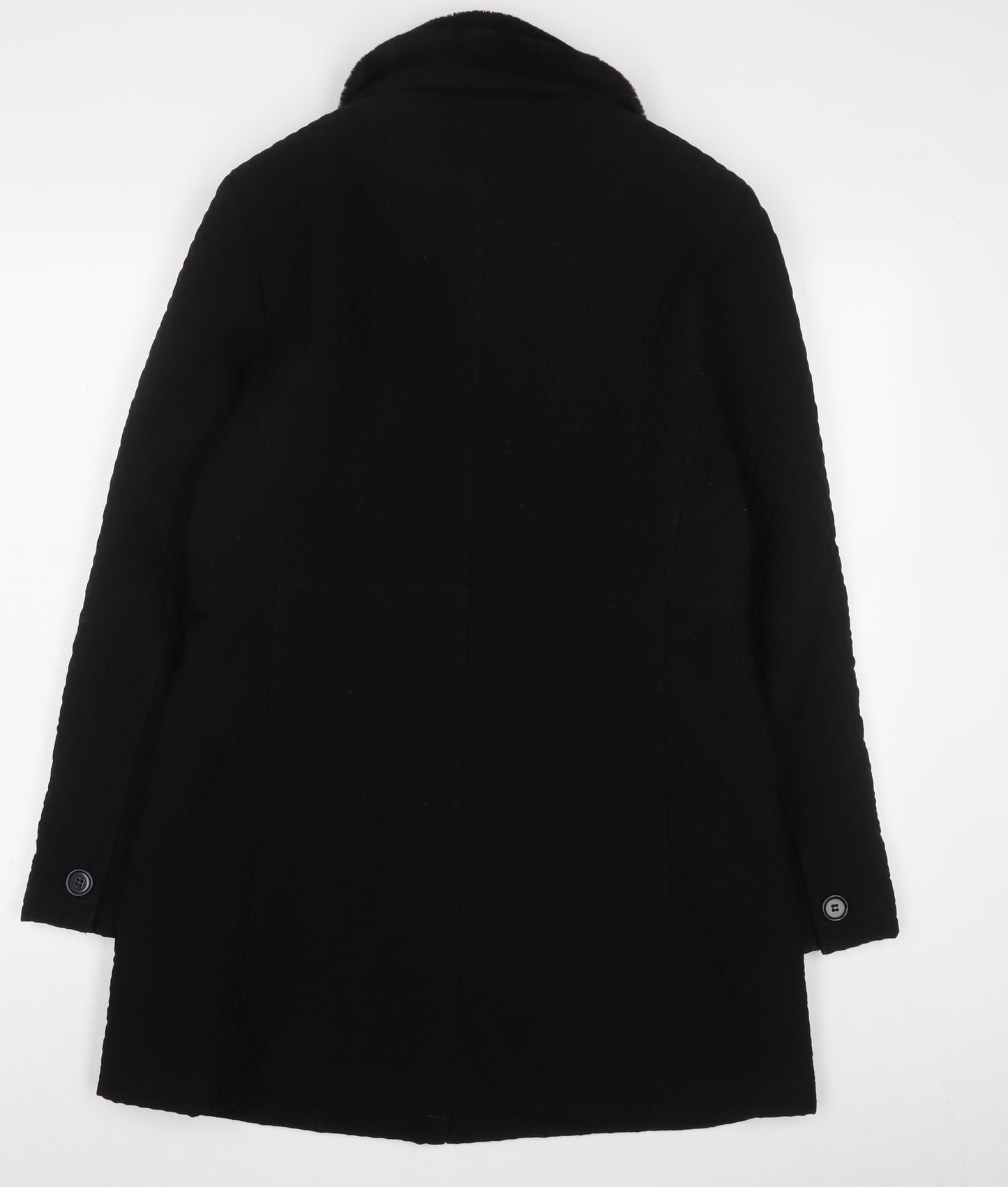 Gallery Womens Black Overcoat Coat Size M Button
