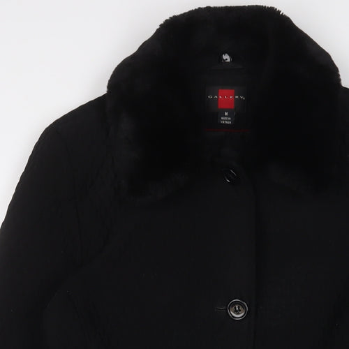Gallery Womens Black Overcoat Coat Size M Button